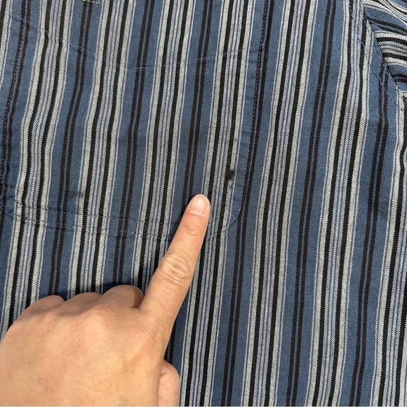 Carhartt Men’s Vintage Rugged Outdoor Wear Button Down Shirt Striped in Blue XL - Picture 15 of 15